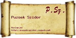Puzsek Szidor névjegykártya